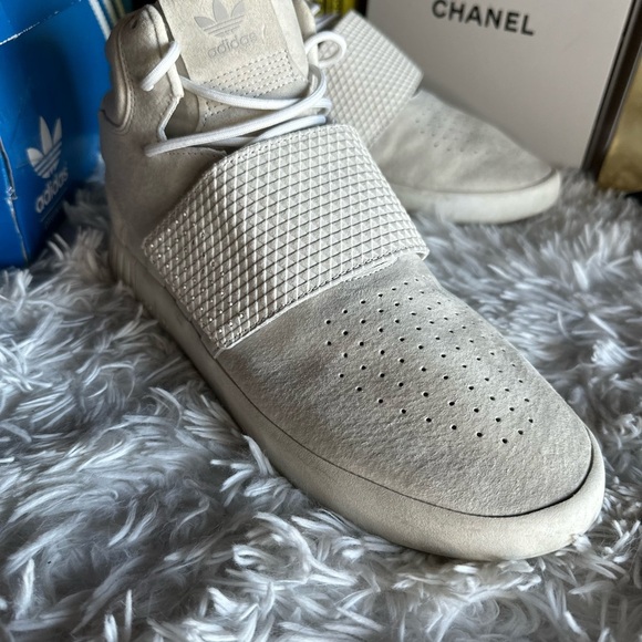 Adidas Shoes Mens 10 Tubular Invader Strap Running Sneakers Lace Up BB5038 White - Picture 3 of 13